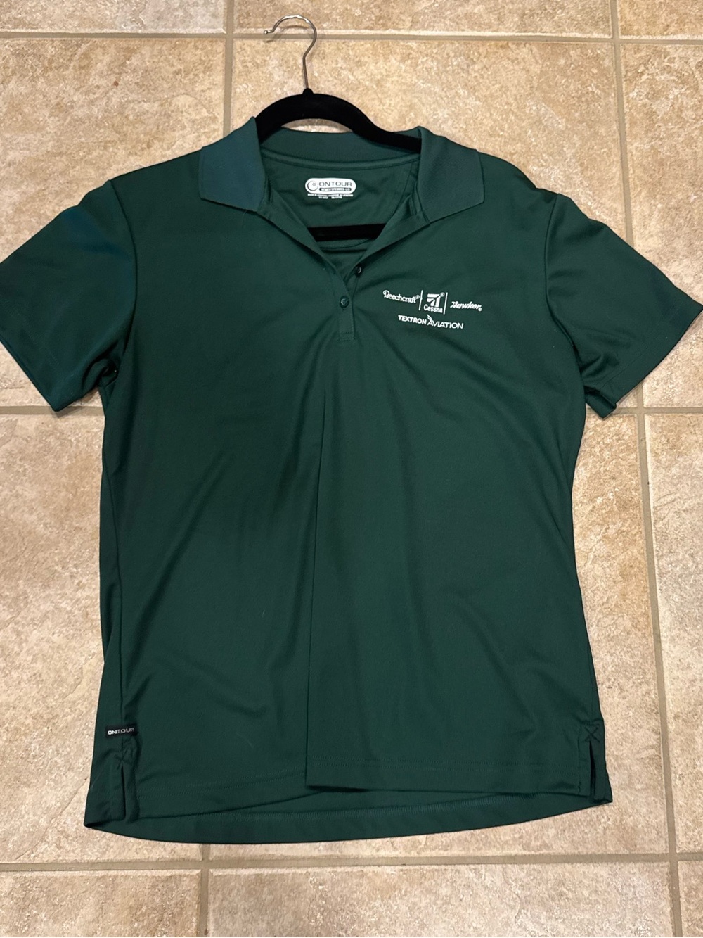 Forest Green Textron Aviation Short Sleeve Polo with Embroidered Chest Logo